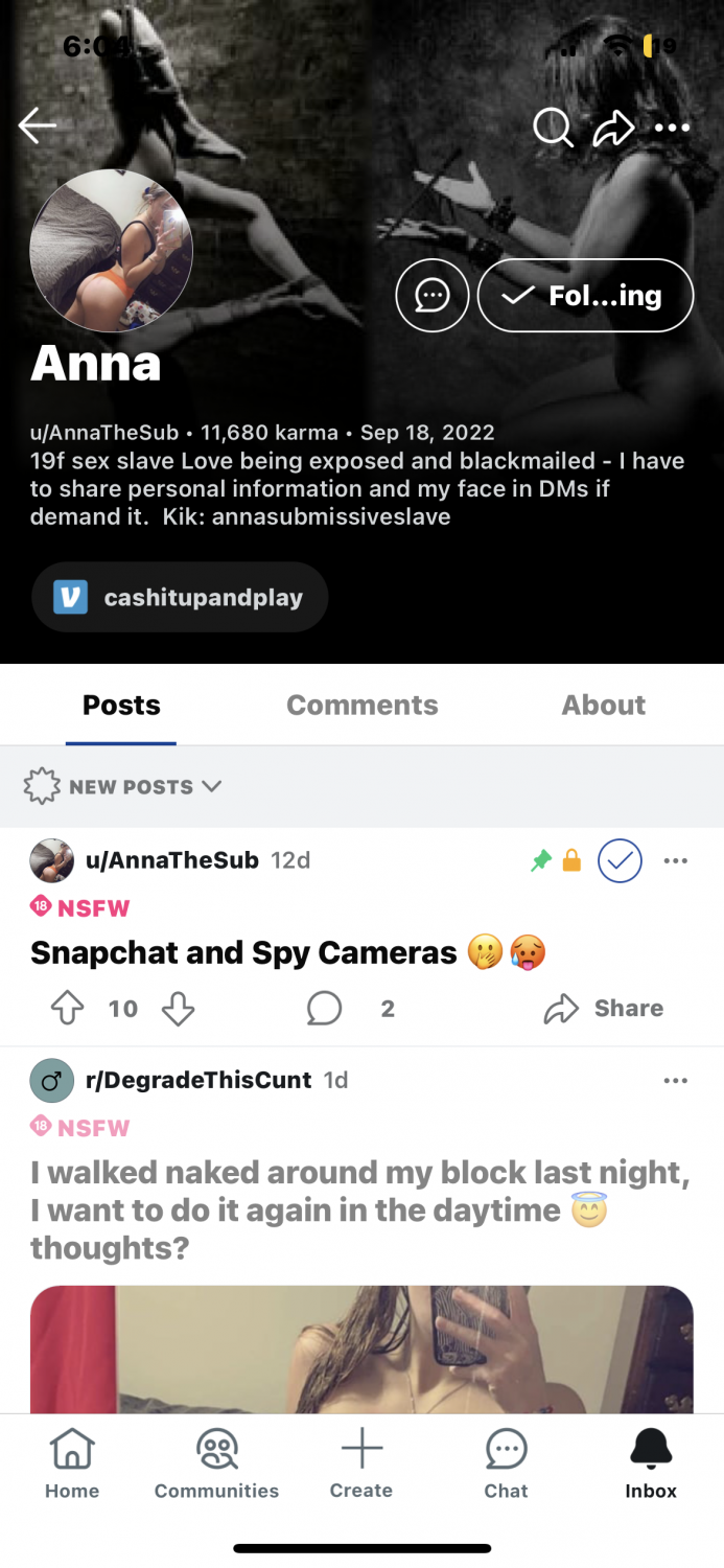 reddit - kik eternally 19yo webslut annathesub - annasubmissiveslave #0z270IKK